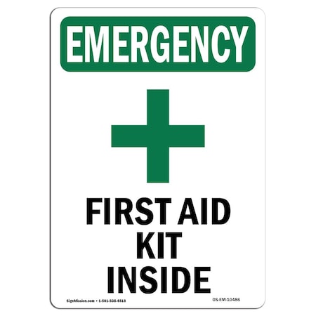 Signmission Safety Sign, OSHA EMERGENCY, 10" Height, Aluminum, First Aid Kit Inside, Portrait OS-EM-A-710-V-10486